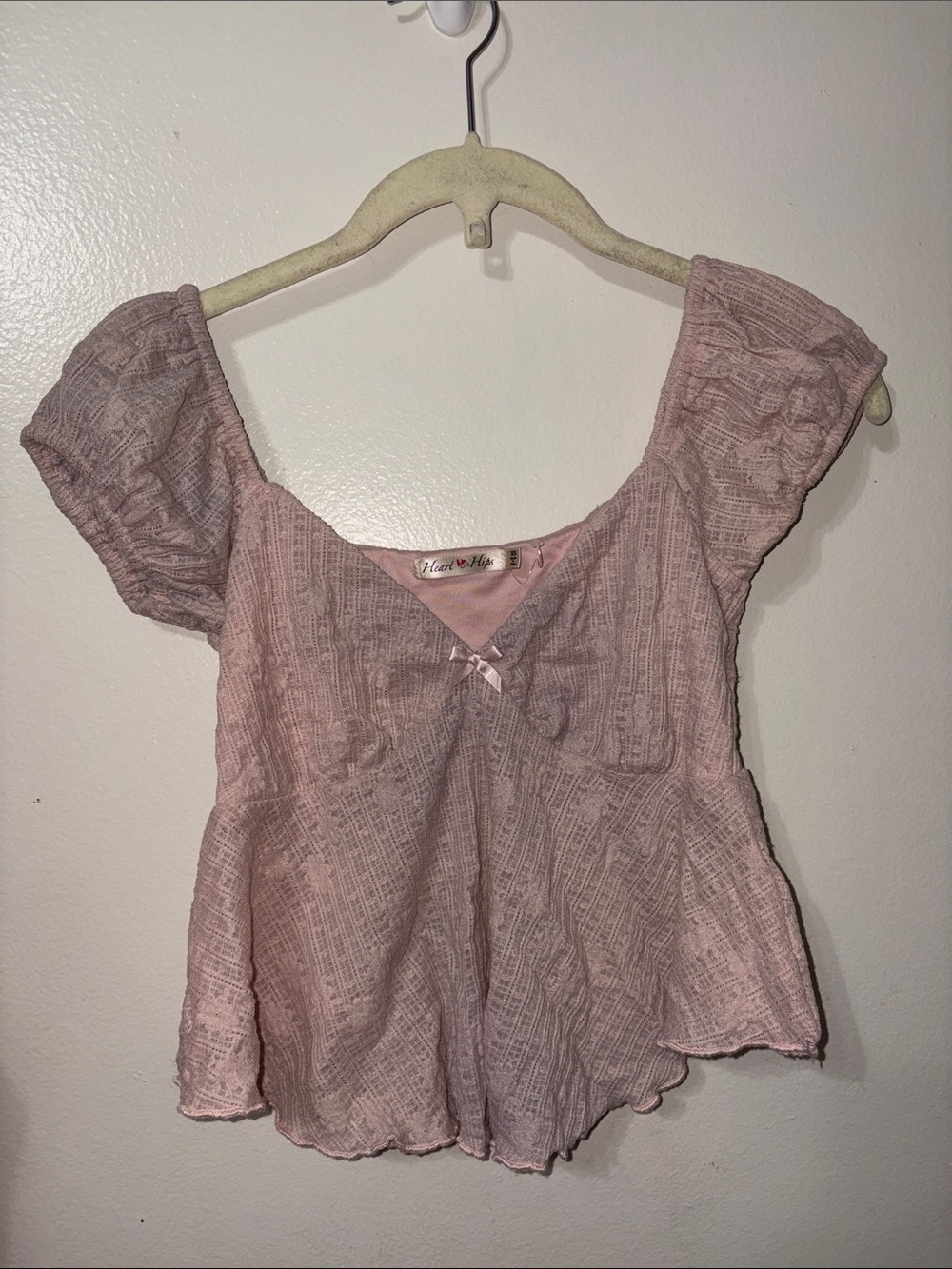 Heart Hips Dusty Rose Puff Sleeve Peplum Top